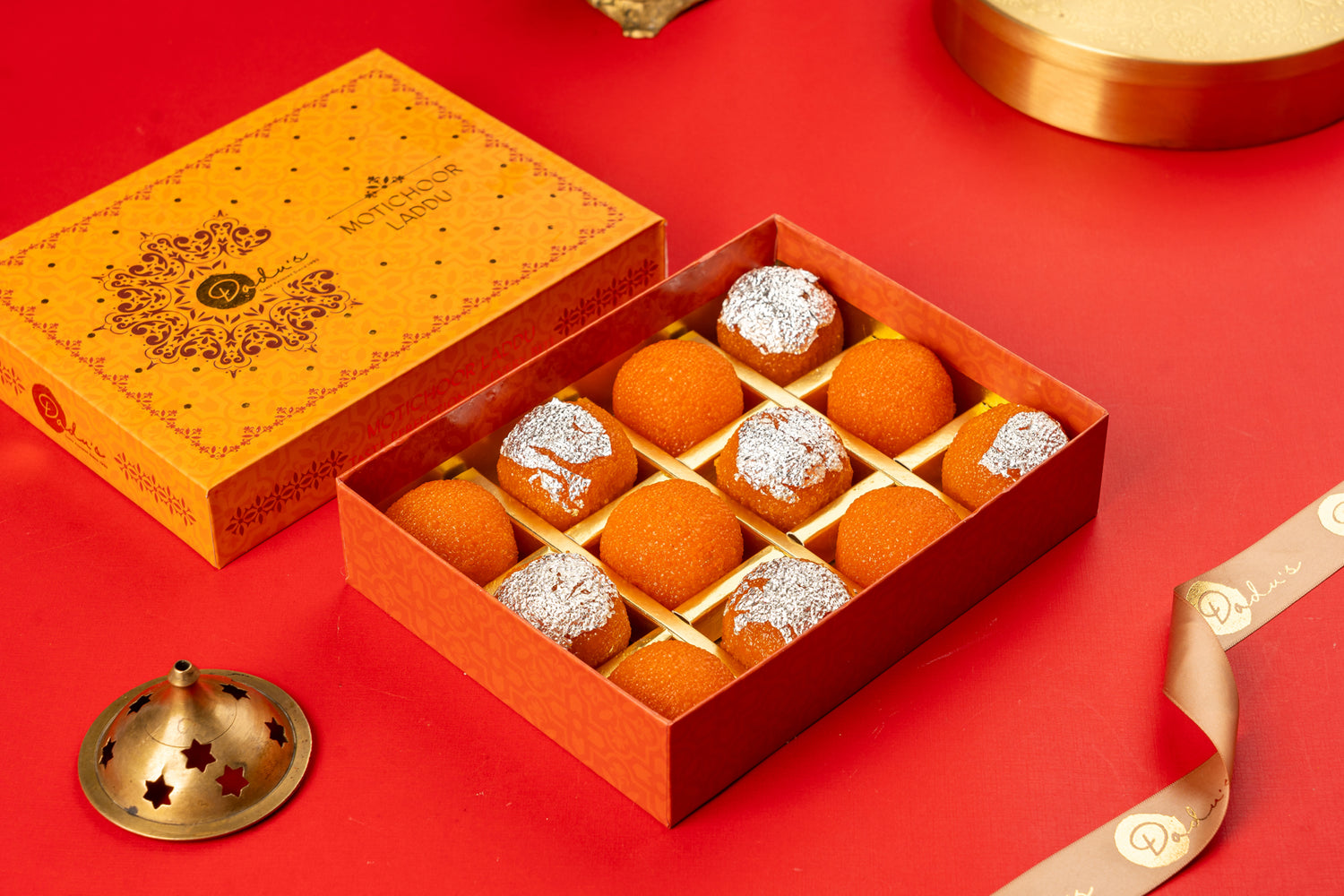 Dadu's Motichoor Laddu packed in an elegant box, ready for delivery