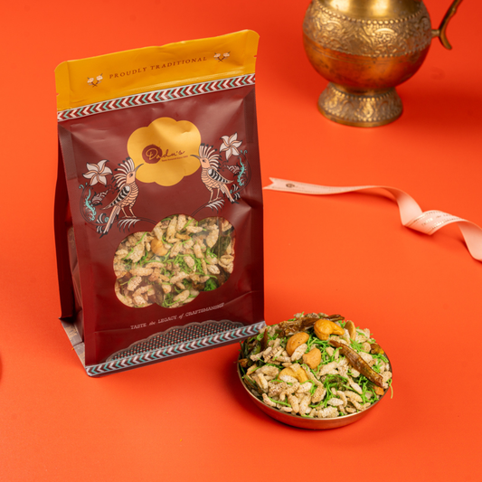 Atukulu Mixture with poha, peanuts and curry leaves